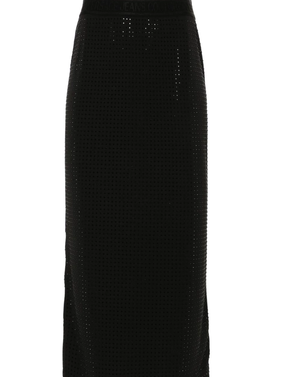 Women Couture Versace skirt Jeans crystal-embellished midi 0708